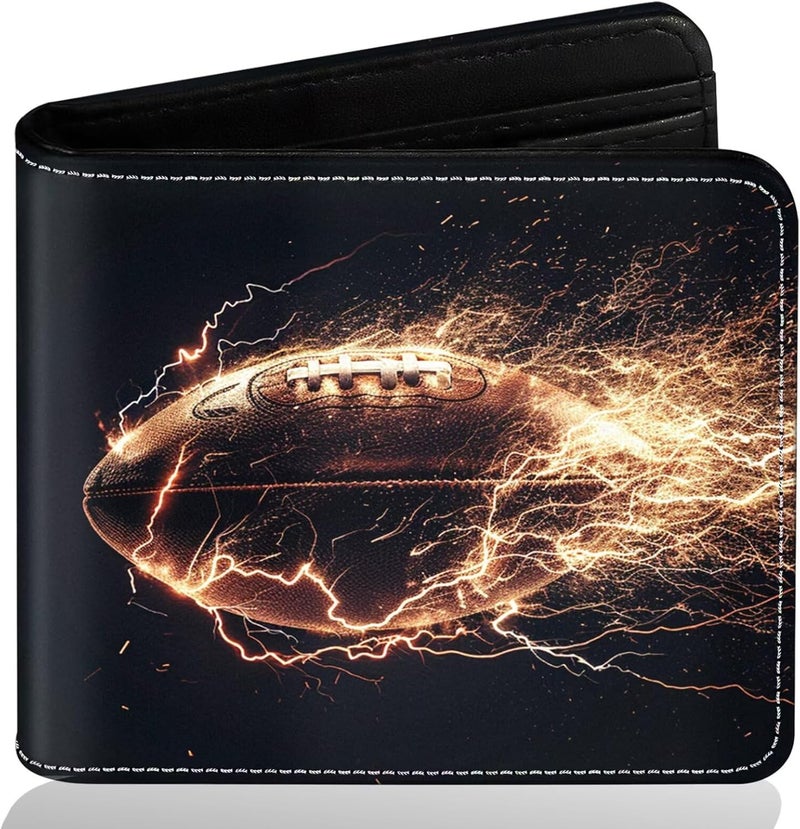 ZHIMEBYE Boys Wallet for Teens, Cool Kids Wallet for Boys Ages 8-10 9-12 11-15, Funny Football Leather Bifold Rfid Blocking, Coin Pocket Id Window for Teen Men Youth Guys Birthday Christmas Gifts - Image 1
